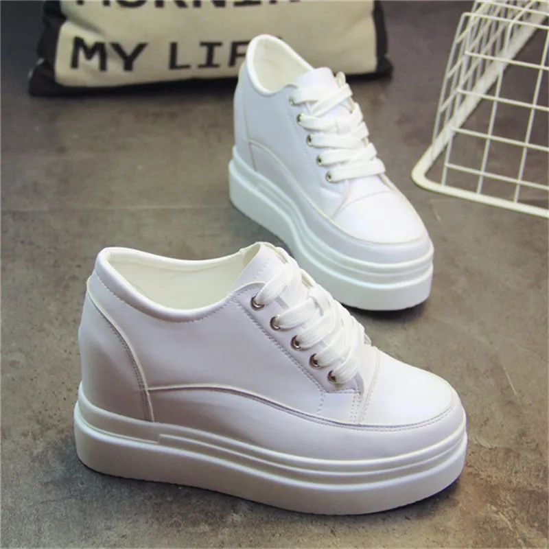 SWYIVY White Sneakers Shoe Female Height Increase 10cm 2019 SpringThick Bottom Muffin Student Casual Women