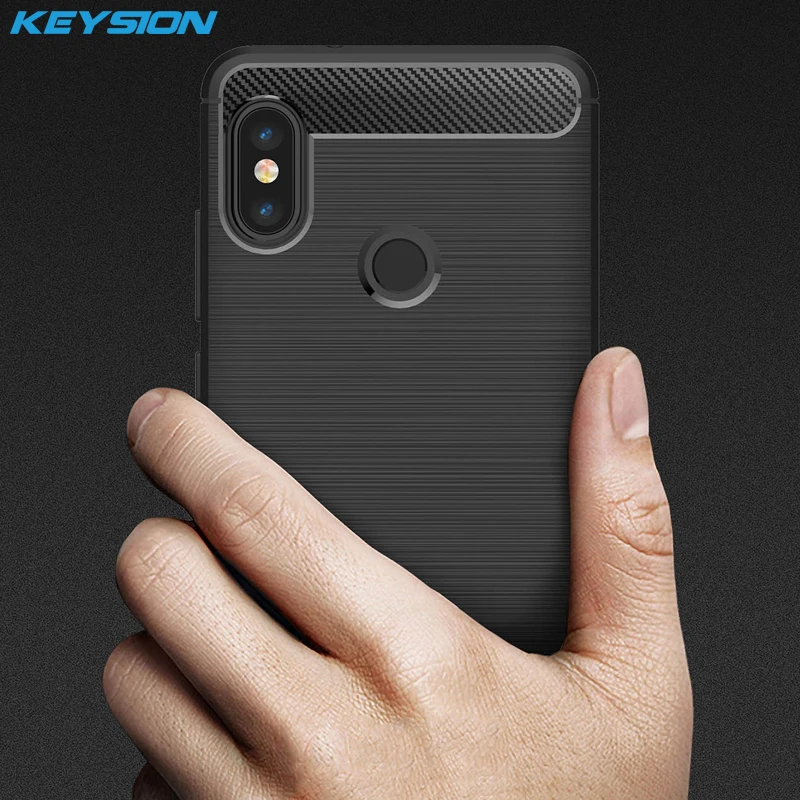 

KEYSION Case for Xiaomi Redmi Note 5 Pro S2 A2 6 Pro Carbon Fiber Soft TPU Silicone Brushed Back Cover for Xiaomi Mi 8 Mix 2S