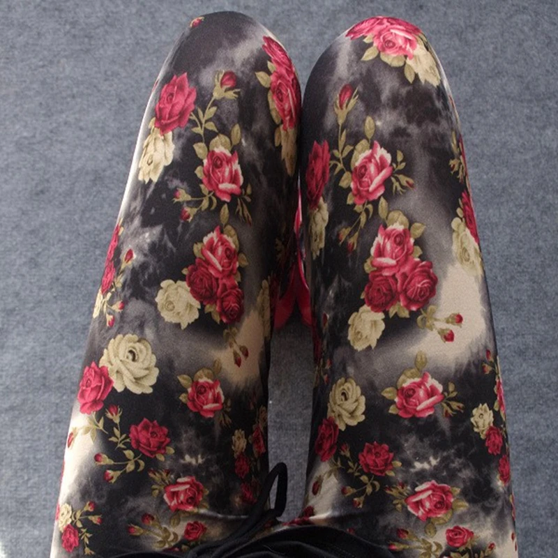 Женские леггинсы с цветочным принтом повседневные Леггинсы большого размера L XL