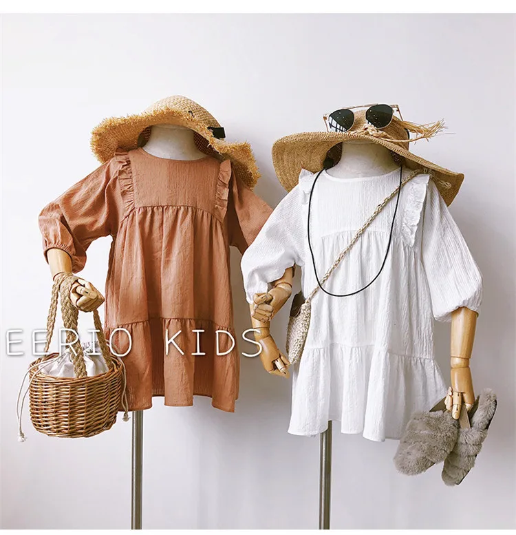 

2019 Korean Style Girls Ruffles Dress Full Sleeve Spring Kids Clothes Girls Dresses 1-6 years