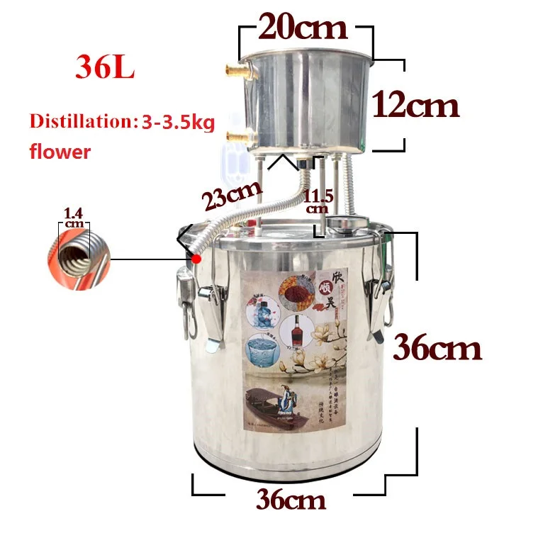 10L/22L/36L/55L пищевая нержавеющая сталь экстракция эфирного масла гидролятор дистиллятор домашнее оборудование для пивоварения DIY Бар Инструмент