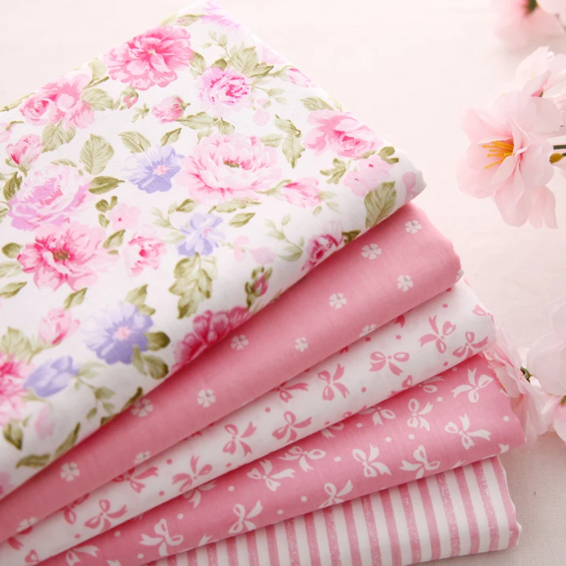 Hot Sale 50*160cm The Cloth Fabric Tissues Knitted For Sewing Cache Fabrics Per Meter  Flowers Pink Cotton