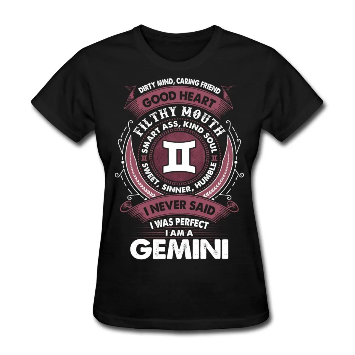 

Gemini Zodiac Signs Never Perfect Funny Slogan Women's T-Shirt Print T Shirt Women Hipster Harajuku Shirt Funny Angel Grunge