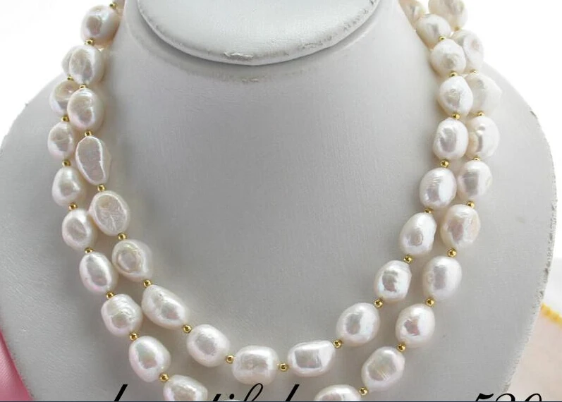 

z1957 BEAUTIFUL 37" baroque 17mm white freshwater pearl necklace