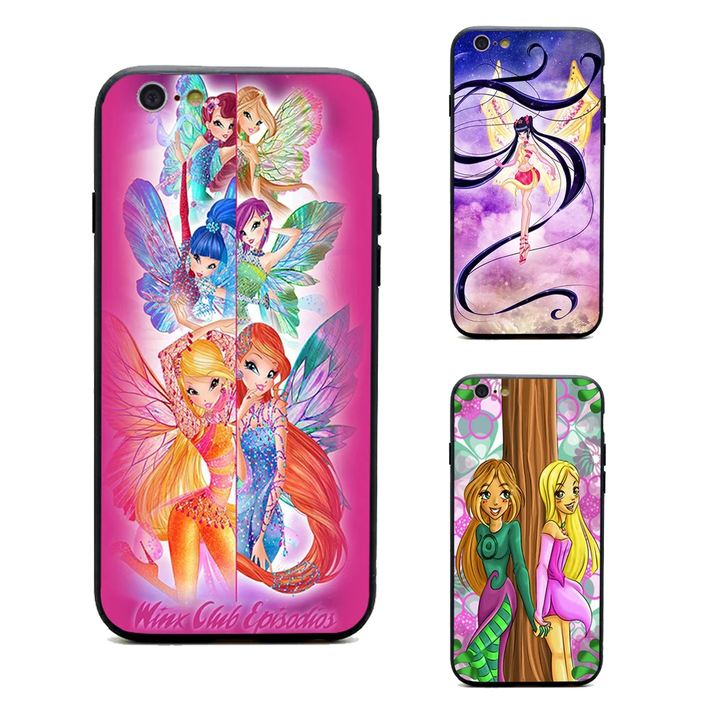 Winx club Чехлы для телефона из термополиуретана + PC черные чехлы iPhone X 6 7 8 plus 5 5S 6s se Apple