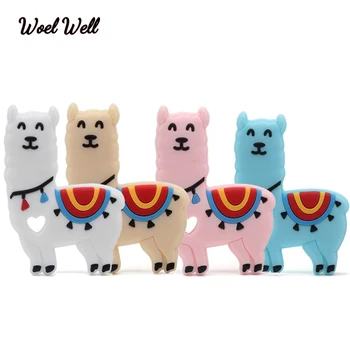 

Baby Teethers alpaca Shape Food Grade Silicone Pendant Necklace Accessory BPA Free rainbow Chew Toys silicone rodent