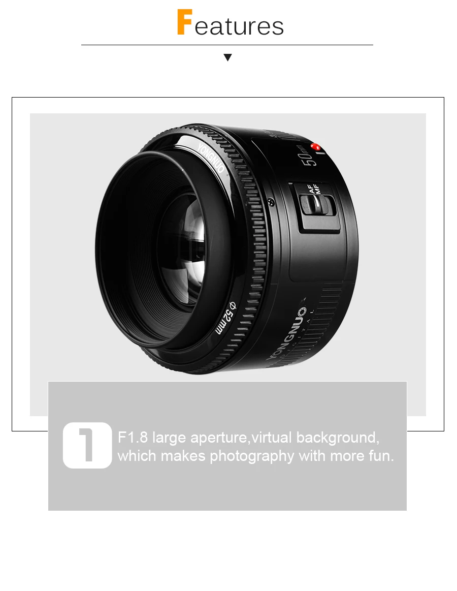 Светодиодная лампа для видеосъемки YONGNUO YN50mm F1.8 объектив с фиксированным фокусным расстоянием большой апертурой Автофокус Объектив с фиксированным фокусным расстоянием для Canon EF крепление EOS Камера сумка для объектива