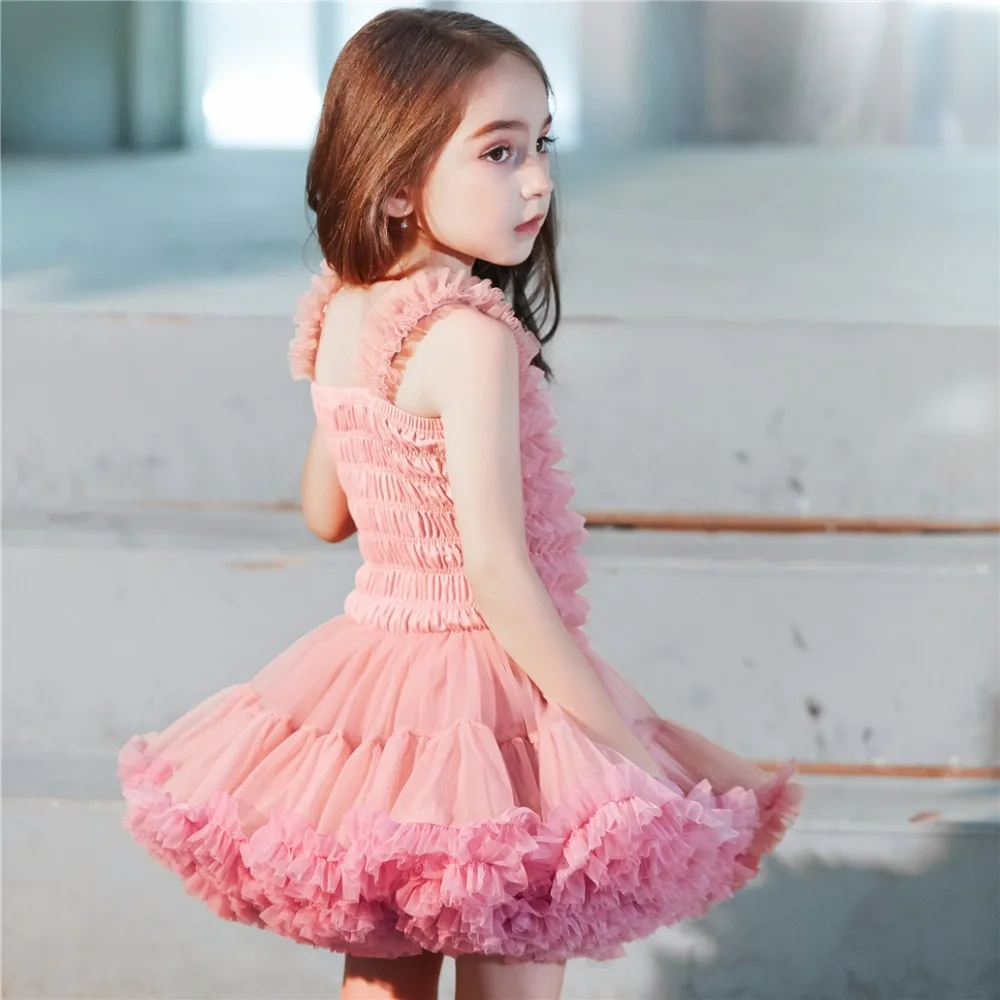 1-10 Years Old Two-layers Girls Slip Short Ball Gown Dress Mesh Tutu Dresses Children Party Princess Birthday Vestidos Summer