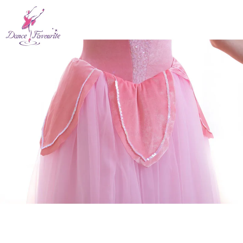 18701 розовая балетная пачка для девочек, Женский бархатный лиф, балетная пачка, длинное романтическое балетное платье, танцевальная одежда для балерины, танцевальный костюм