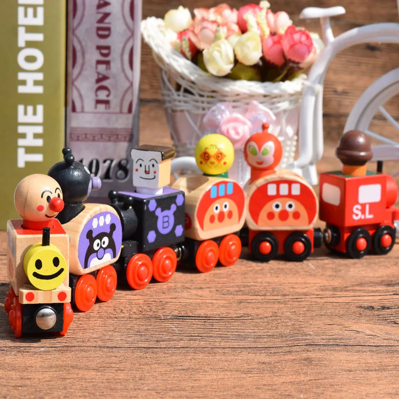Деревянные игрушки набор поездов Anpanman магнитный фургон для переноски людей