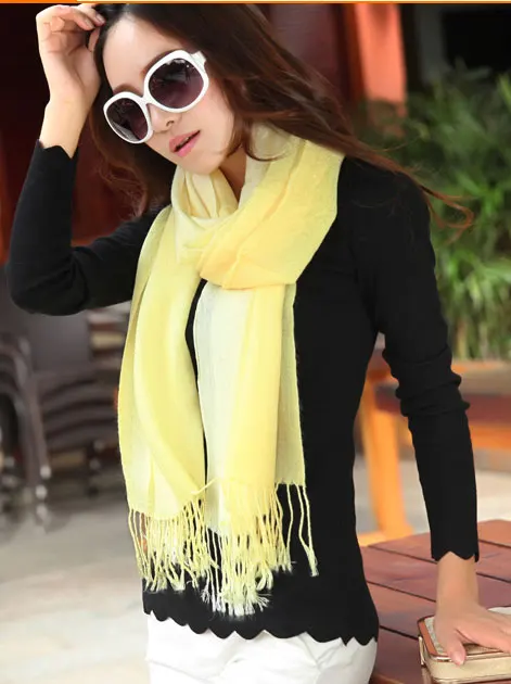 RUNMEIFA Женский акриловый шерстяной шарф цвета градиент Sjaal модный бренд хиджаб кисточкой шаль шарфы мягкая ткань - Цвет: 6