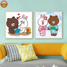 Diy Цифровая масляная краска милый мультфильм комиксы куни кролик коричневый медведь ручная краска ed Масляная Краска декоративная боль