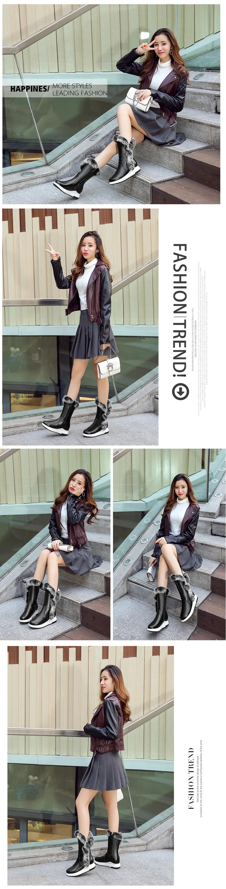 1RQFF Brand Boots Women Big size 34-43 Woman Rabbit Fur Shoes Female Snow Winter Shoes Mid-calf Shoe Leather Ladies Boot Platform (9)