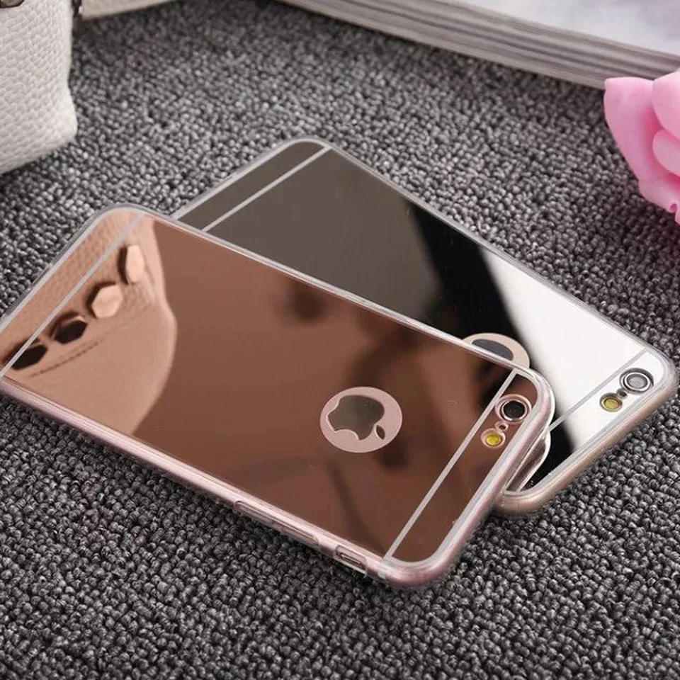 Rubber Glitter TPU + PC Mirror Case For iphone 6 Cover Silicone Soft Apple 4 4S SE 5 5S 6S 7 8 Plus X Phone Cases |