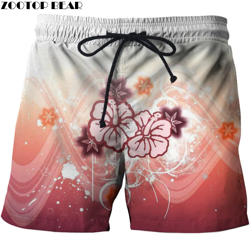 Розовые цветочные мужские пляжные шорты 3D принт мужские Шорты повседневные крутые летние мужские эластичные талии мужские шорты для