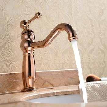 Price 230mm High Luxury Rose Gold Solid Brass Copper Unique Style Basin Faucet European Hot And Cold Water Basin Tap