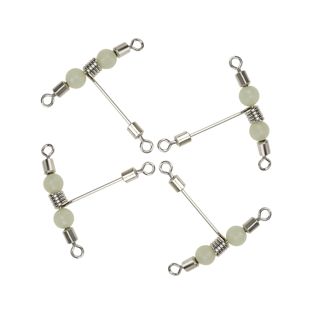 

5 PCS T-shape Rolling Swivel Connector Luminous Flexible Cross-Line Rolling Fishing Swivel with Pearl Bead Connector