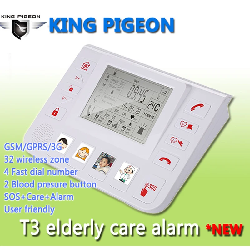 

T3 3G Senior Alarm Helper Healthcare Telecare Systeem Voor Senior Ouderen Ondersteuning SOS Fall Down & Koolmonoxide Detector
