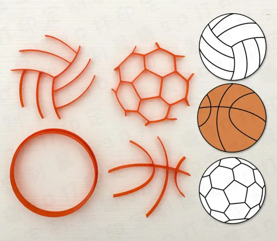 

Cartoon 3D Printer Sports football basket ball Cookie Cutter for Fondant Cupcake 3D Printed Cookie Stamp