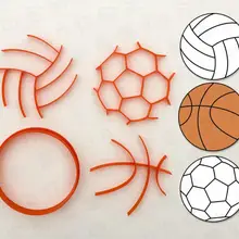 Мультфильм 3d принтер Спорт для игры в футбол, баскетбол мяч формочка для печенья для помадки кекс 3D Печатный штамп для печенья