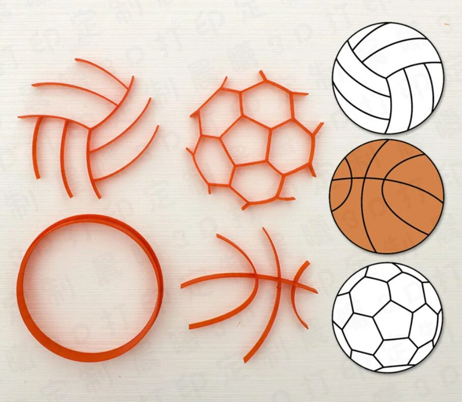 Cartoon 3D Drucker Sport fußball korb ball Cookie Cutter für Fondant  Cupcake 3D Gedruckt Cookie Stempel|Backformen| - AliExpress