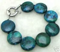 

SALE BIG 25mm Green Coin Round chrysocolla 8" Bracelet-bra190