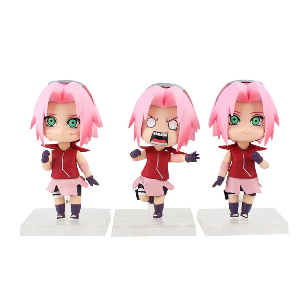Экшн фигурка Наруто 3 шт./компл. экшн Q Edition Shippuden Uchiha Sasuke Uzumaki Kakashi Sakura аниме Детские