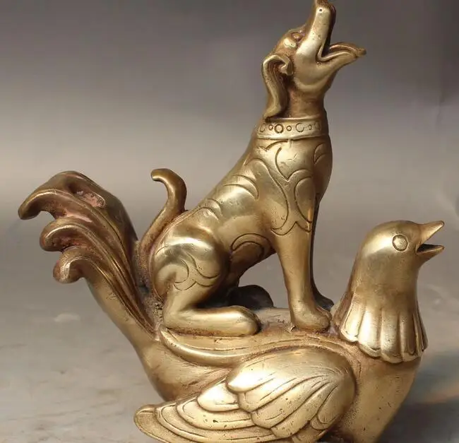 zhmui88002841331++Fengshui Bronze Zodiac Year Dog Dogs Chicken Chickens Auspicious Animal Statue