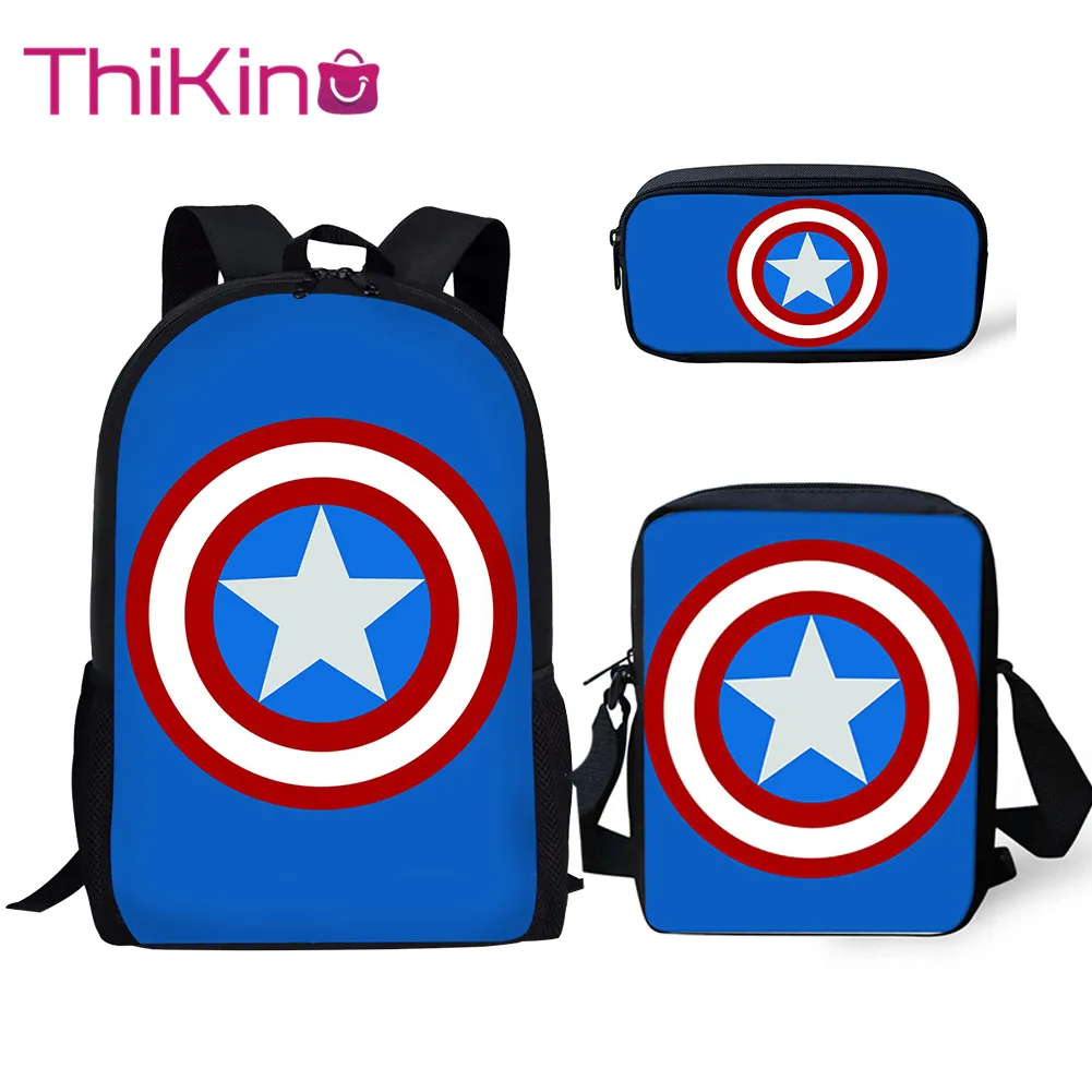 

Thikin The Avengers Marvel 3Pcs/set Book Bags Children School Bag for Boys School Backpack for Teen Boys Girls Kids Book Bags