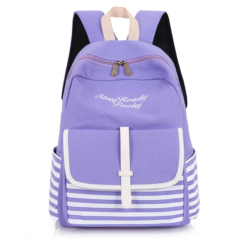 

Fashion Female Striped Backpacks Girls Leisure Schoolbags Mochila Escolar Capacity Laptop Backpack Satchel Rucksack Sac Enfant