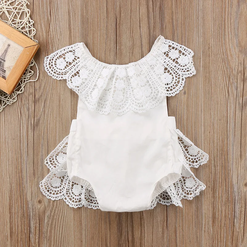 Baby Kids Girls Bodysuits New Born Cotton Lace Sleeveless Clothing