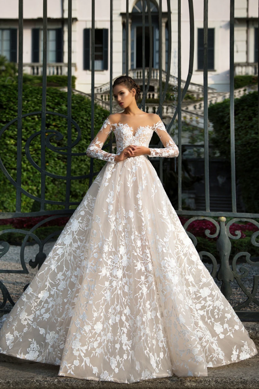 Eslieb A Line High end Custom made Free Shipping Wedding Dresses Long