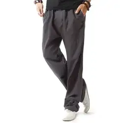 Новые летние льняные повседневные штаны мужские однотонные тонкие дышащие джоггеры тренировочные брюки лен хлопок, большой размер M-XXXXL