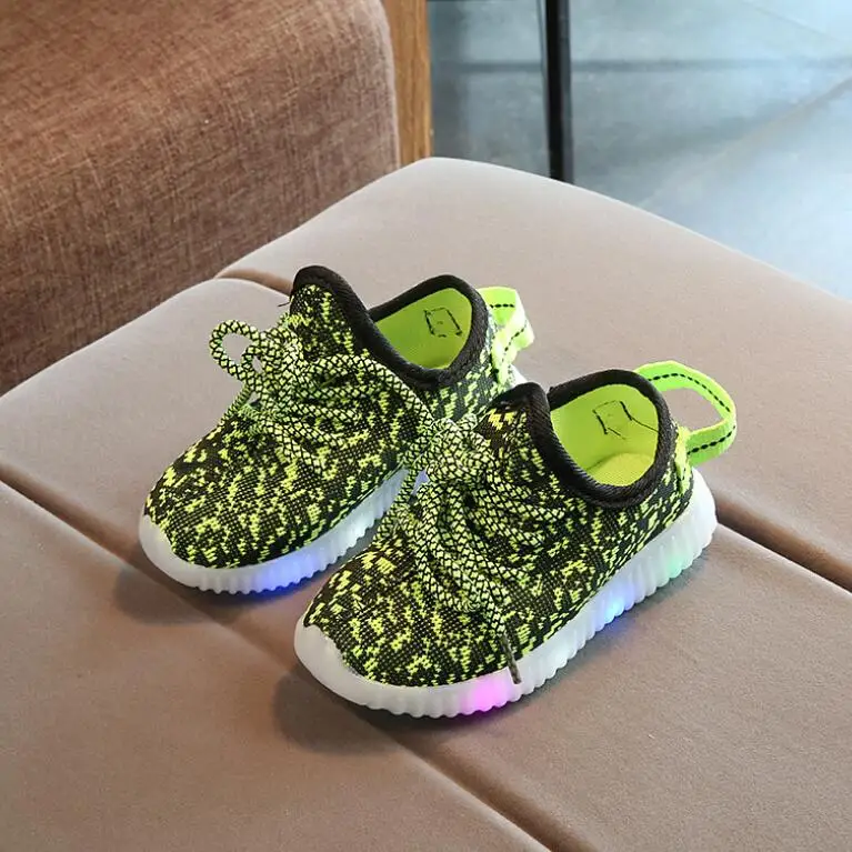 

Luminous Sneakers Kids Shoes For Girl Led Sneakers With Boys Fashion Lighted Mesh Print Children Casual Sports Shoes