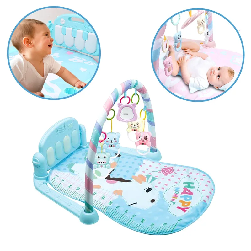 Baby Play Mat Gym Fitness Music Lights Fun Piano Boy Girl Fitness Rack Early Education YJS Dropship