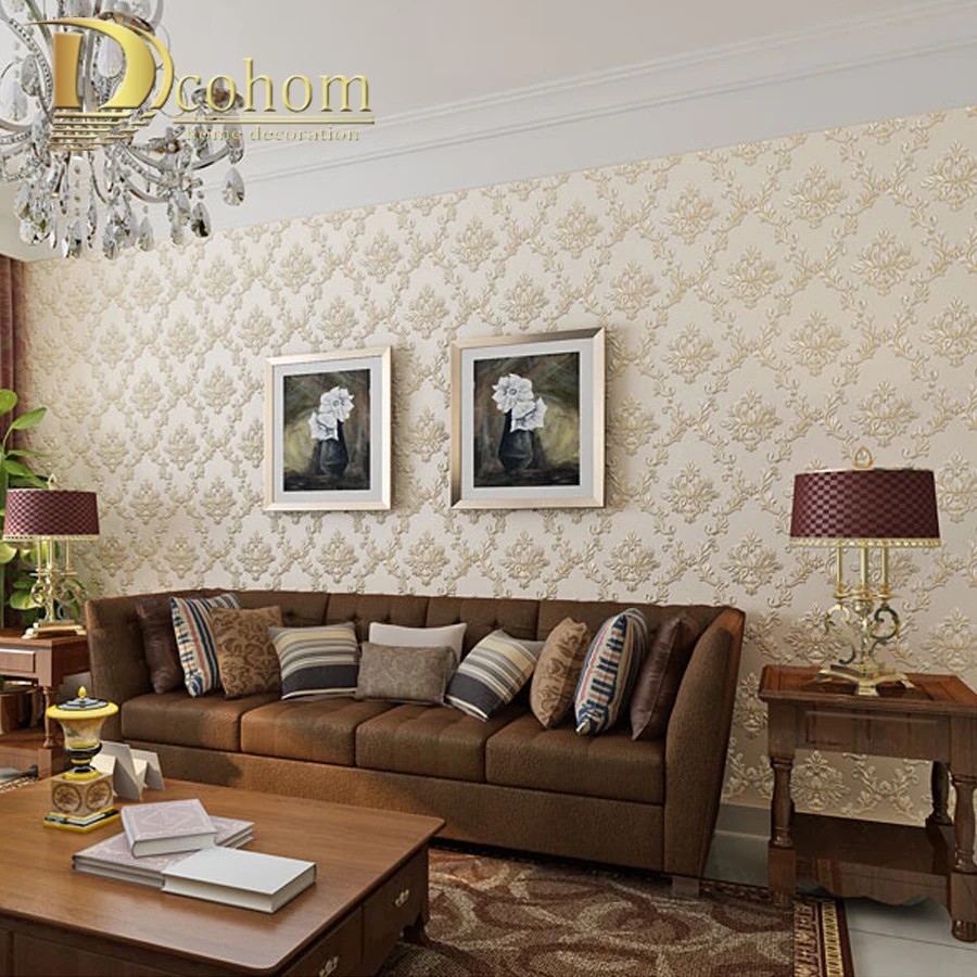 Beige White Luxury Floral Wallcoverings Embossed Flower 3D Wallpaper Non-woven Bedroom Rolls Beige White Luxury Floral Wallcoverings Embossed Flower 3D Wallpaper Non-woven Bedroom Rolls