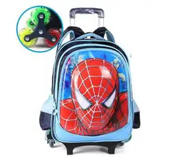 Дети прокатки сумка Spider мальчика тележка рюкзак для школы детская путешествия Чемодан колесиках студент сумка рюкзак с колесами
