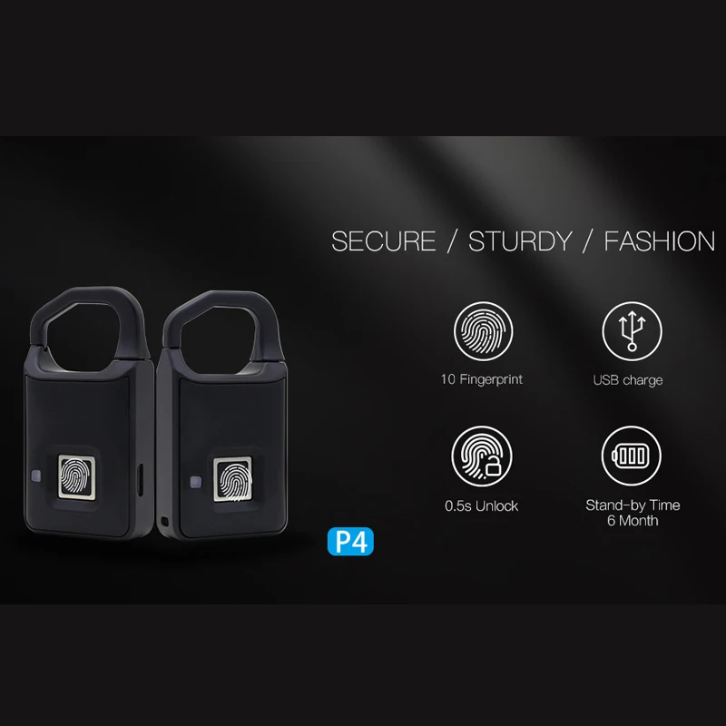 Дверной замок со сканером отпечатка пальцев P4 биометрический замок на дверь поддерживает USB зарядка IP66 водонепроницаемый смарт-сканер