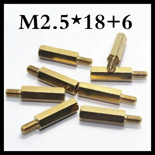 

200pcs/ lot High Quality M2.5*18+6 Male to Female Brass Hex Standoff Spacer