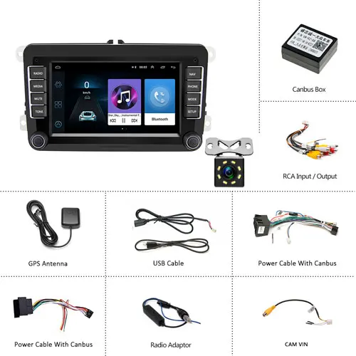Автомобильный мультимедийный плеер Camecho Android 8,1, 2 din, 7 дюймов, gps, автомобильный радио, Bluetooth, WiFi, авто стерео для Volkswagen Seat Skoda golf - Цвет: with 8 IR Camera