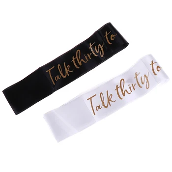 30 year old birthday Sash Happy 30th Birthday Party Decorations Supplies Sash for Women Gold Talk Thirty to Me Satin 1