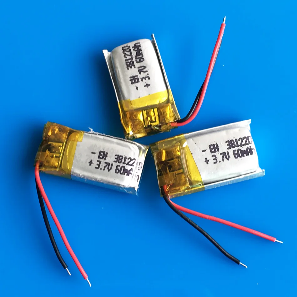 

3 pcs small size lithium polymer li po rechargeable battery 60mAh 3.7V for MP3 bluetooth pen headset headphon video pen 381220