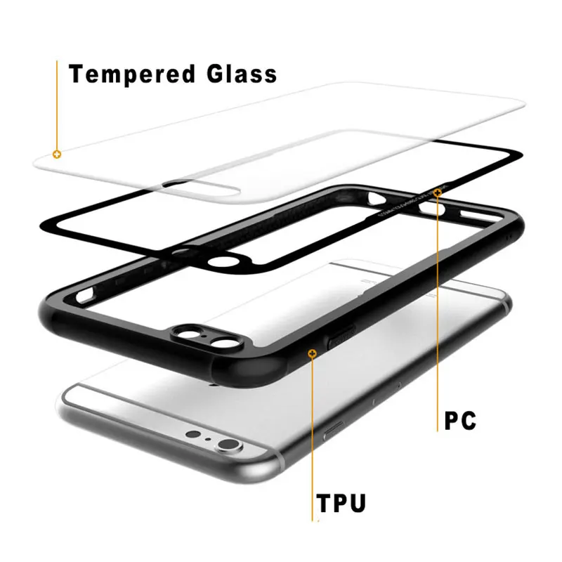 Ascromy For iPhone X Case Hybrid Tempered Glass Protective Soft Bumper Shockproof Cover For iPhone 8 Plus 7 6 6S 10 AccessorieS (9)