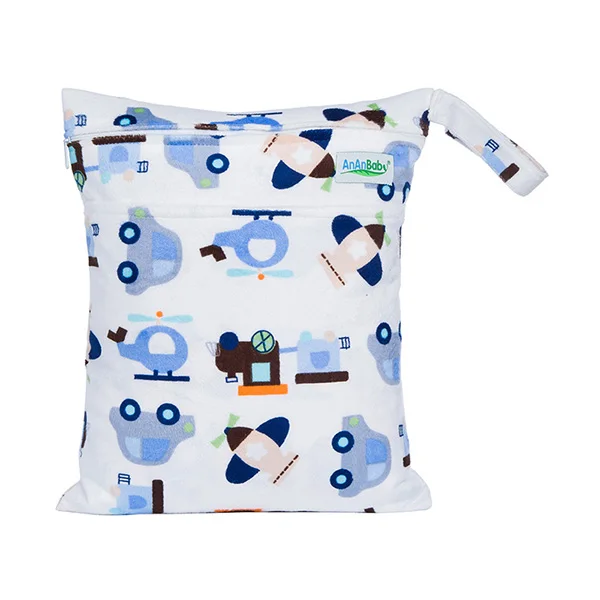 AnAnBaby мамулина сумка для малыша многоразовые принты Большой сухой влажный мешок ткань пеленки с карманами на молнии 26 партнеров размер 30*36 см - Цвет: DW3