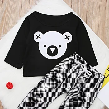 

Newborn Baby Clothing Outfits 2018 Autumn Long sleeve Cartoon Koala Tops T-Shirt +Striped Pants 2PCS New Baby Girls Clothes Set