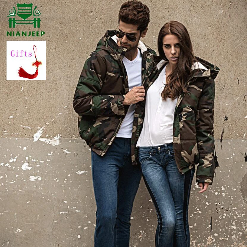 

NIANJEEP Women Fashion Winter Jacket Men Thick Warm Parka Men Hooded Outwear Camouflage Military Casual Tops Chaquetas Hombre