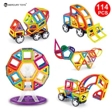 114 PCS Tamanho Normal Magnético Blocos de Construção do Modelo 3D Tijolos Crianças Brinquedos Educativos Engenharia veículo roda Gigante