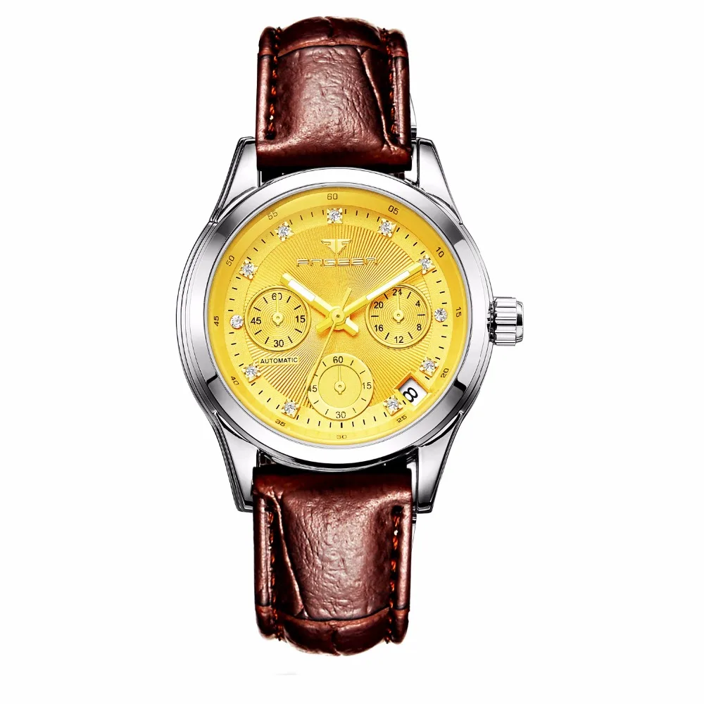 

FNGEEN Fully-Automatic watch for women with Leather Strap colorful Dial waterproof mecanico relogio feminino