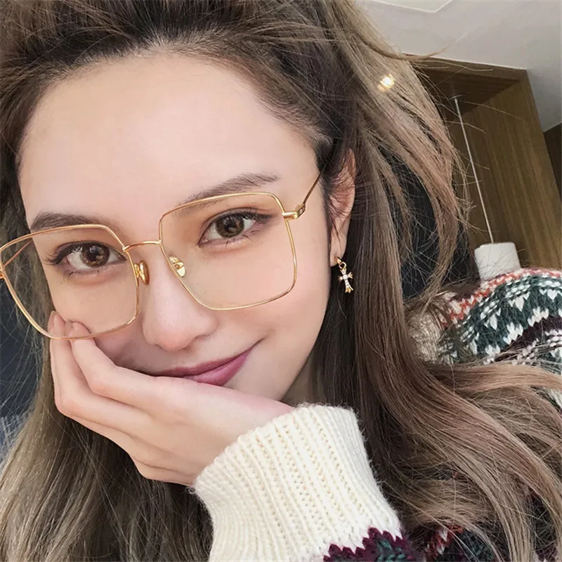 

Cubojue Transparent Glasses Women 150mm Oversized Eyeglasses Frame Woman Men Nerd Prescription Spectacles Clear Lens Fashion