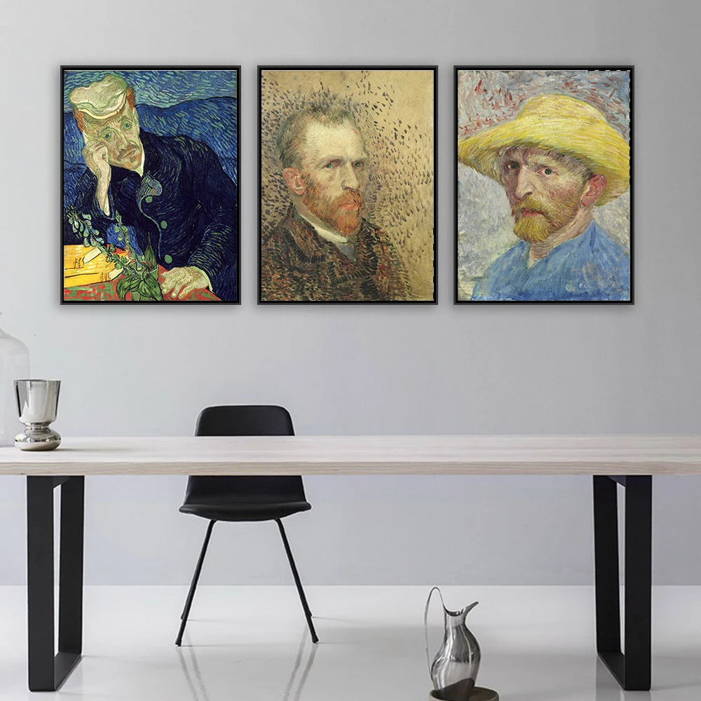 

Abstract Printed Painting Vincent Van Gogh painting of Self Portrait Oil Painting Reproduction Portrait Picture Home Wall Decor